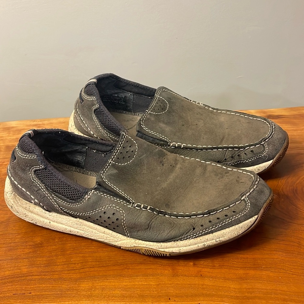 Clark’s Men’s Distressed‎ Slip On Canvas Boat Shoes Loafers Grey/Blue Size 9.5